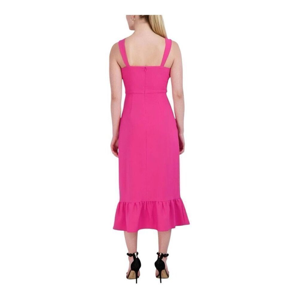 NWT Laundry by Shelli Segal HU05D09 - Ruffled Hem Long Fuschia Dress - Picture 2 of 15